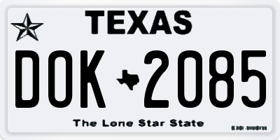 TX license plate DOK2085