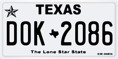 TX license plate DOK2086