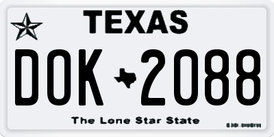 TX license plate DOK2088