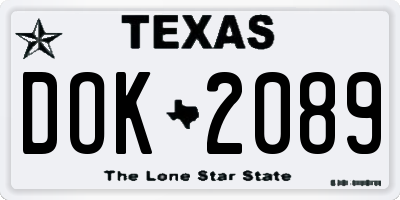 TX license plate DOK2089