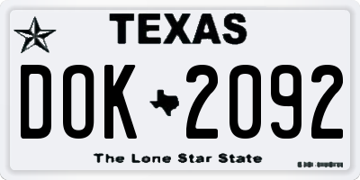 TX license plate DOK2092