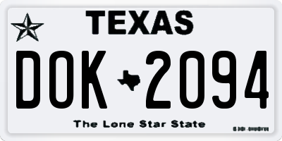 TX license plate DOK2094