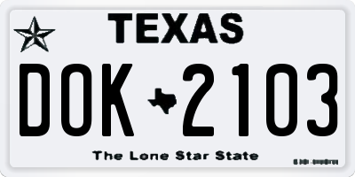 TX license plate DOK2103
