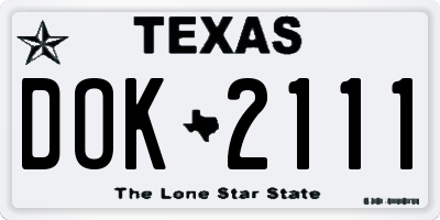 TX license plate DOK2111