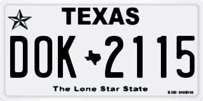 TX license plate DOK2115
