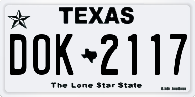 TX license plate DOK2117