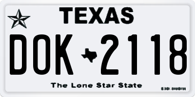 TX license plate DOK2118