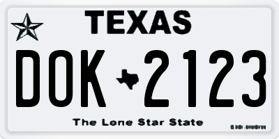 TX license plate DOK2123