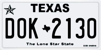 TX license plate DOK2130
