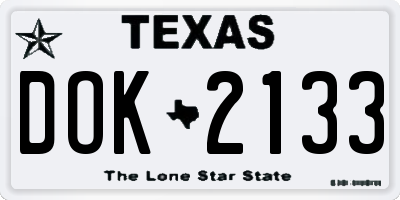 TX license plate DOK2133
