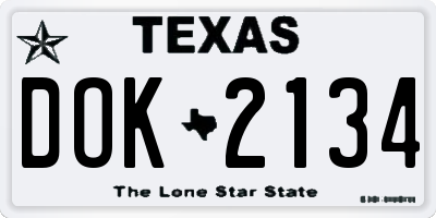 TX license plate DOK2134