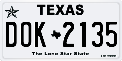 TX license plate DOK2135