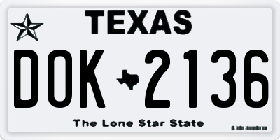 TX license plate DOK2136