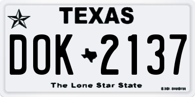 TX license plate DOK2137