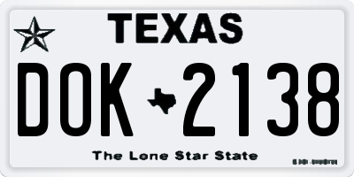 TX license plate DOK2138