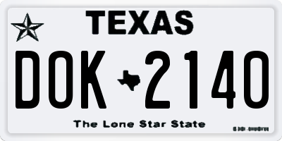 TX license plate DOK2140