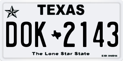 TX license plate DOK2143
