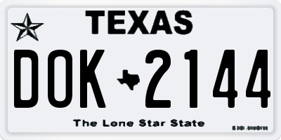 TX license plate DOK2144