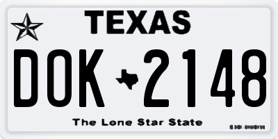 TX license plate DOK2148