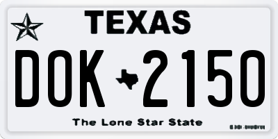 TX license plate DOK2150