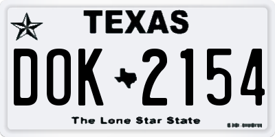 TX license plate DOK2154
