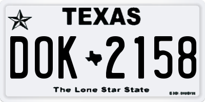 TX license plate DOK2158