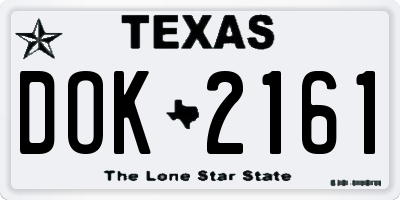TX license plate DOK2161
