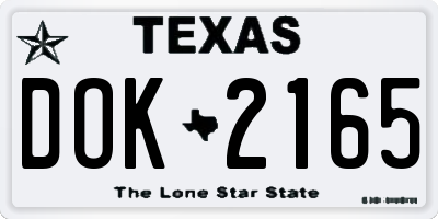 TX license plate DOK2165
