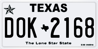 TX license plate DOK2168
