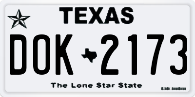 TX license plate DOK2173