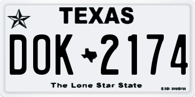 TX license plate DOK2174