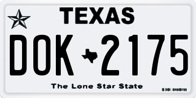 TX license plate DOK2175