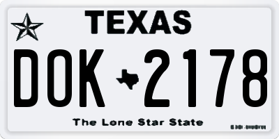 TX license plate DOK2178