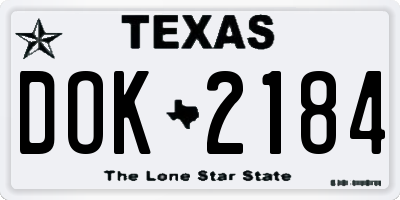 TX license plate DOK2184