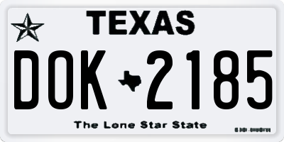 TX license plate DOK2185