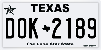 TX license plate DOK2189