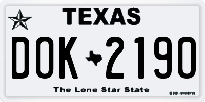 TX license plate DOK2190