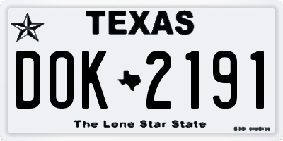 TX license plate DOK2191