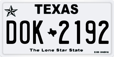 TX license plate DOK2192
