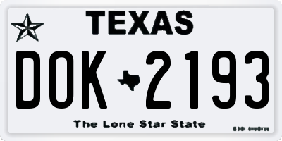 TX license plate DOK2193