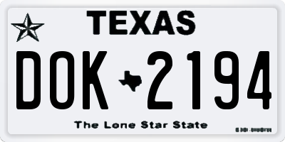 TX license plate DOK2194