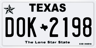 TX license plate DOK2198