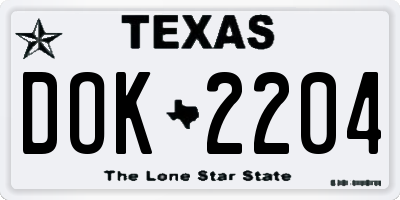 TX license plate DOK2204