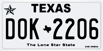 TX license plate DOK2206