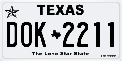 TX license plate DOK2211