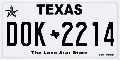 TX license plate DOK2214