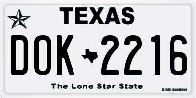 TX license plate DOK2216
