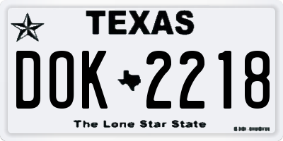 TX license plate DOK2218