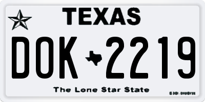 TX license plate DOK2219