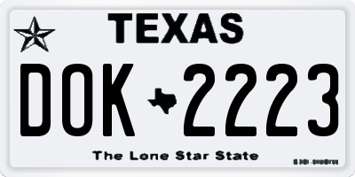 TX license plate DOK2223